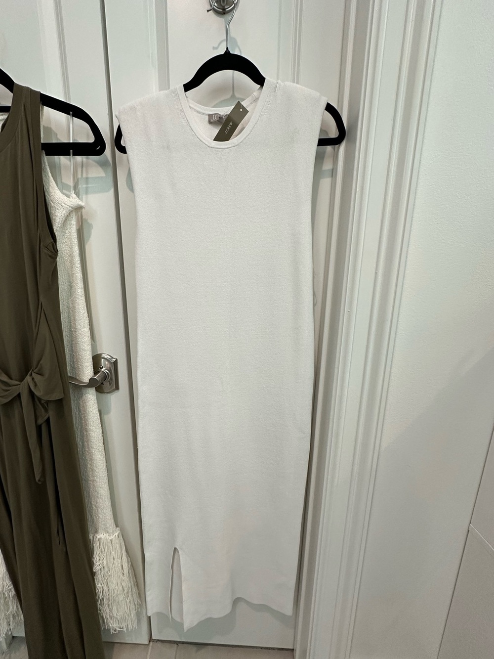 J. Crew Sleeveless White Knit Midi Dress - Classic Summer Style